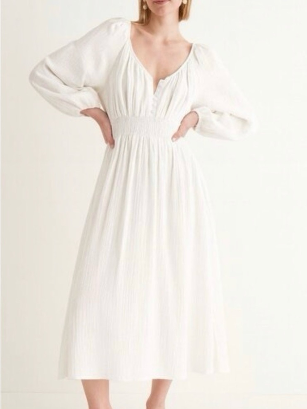 J. Crew V-Neck Midi Dress in Soft Gauze